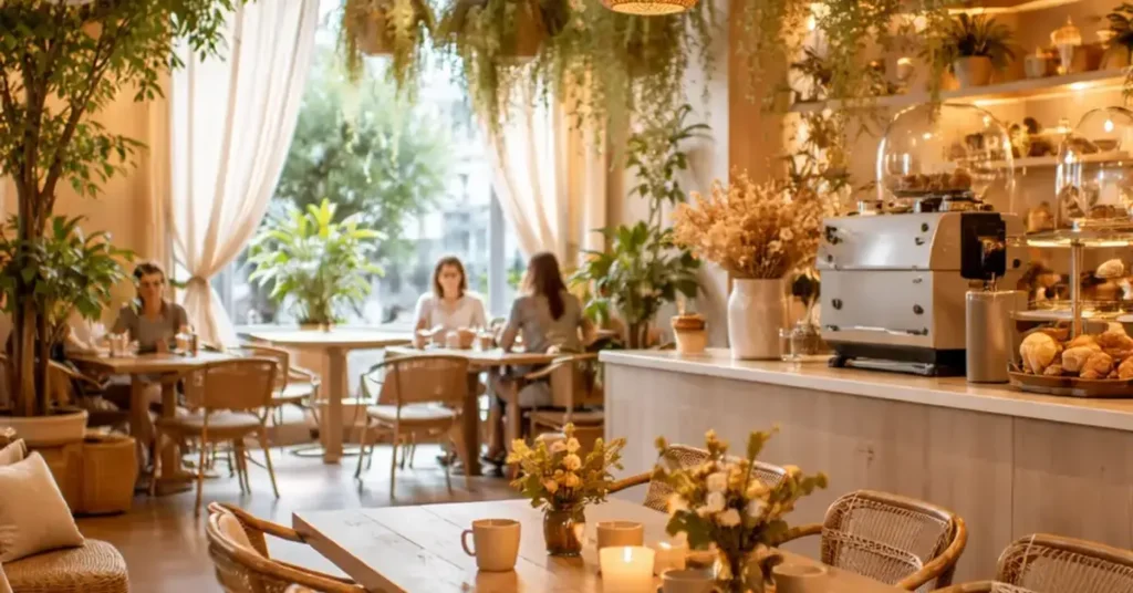 aesthetic café atmosphere, café aesthetics, cozy café atmosphere, aesthetic café decor