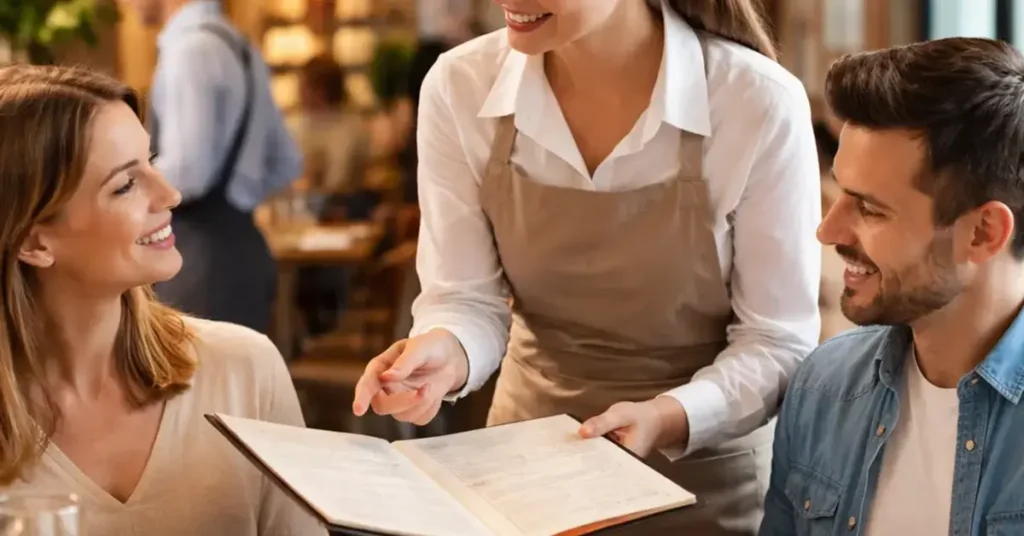 evaluate the clarity of staff in explaining menu items, staff clarity evaluation, menu item explanation best practices, call-ahead seating system assessment