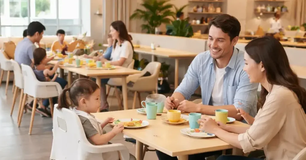 high-chair accessible tables Kooky Plate KL, high-chair accessible tables, Kooky Plate KL dining with kids, best tables for families Kooky Plate