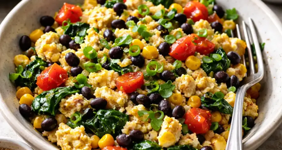 1. Savory Veggie Scramble With Black Beans
