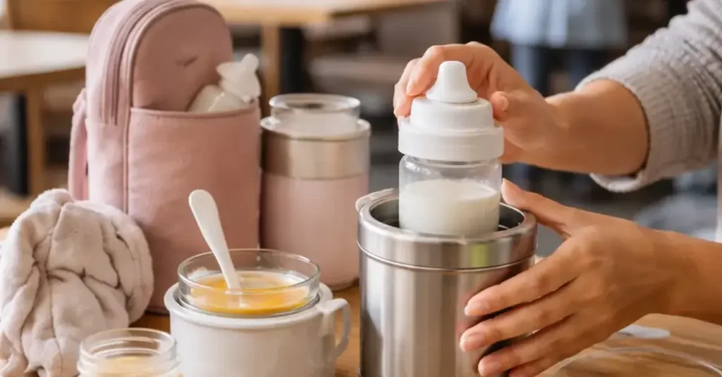 How to Warm Up Baby Bottles or Baby Food at the Cafe, warm baby bottle cafe, heat baby food cafe, baby bottle warming tips cafe