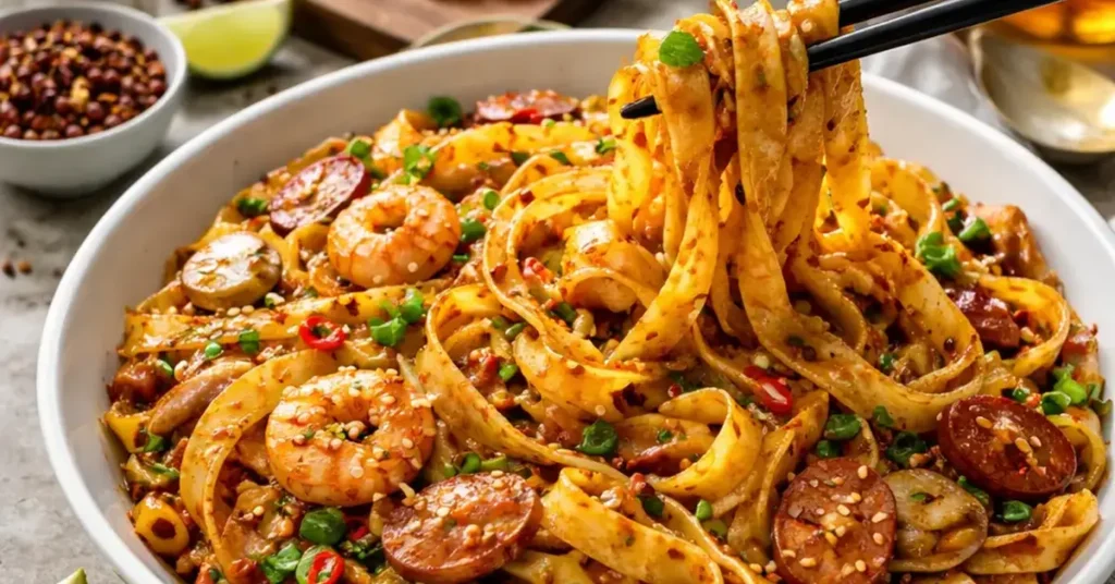 Kooky Plate KL Mala-Spiced Pappardelle Guide, Mala-spiced pappardelle, Kooky Plate KL, spicy pasta recipe