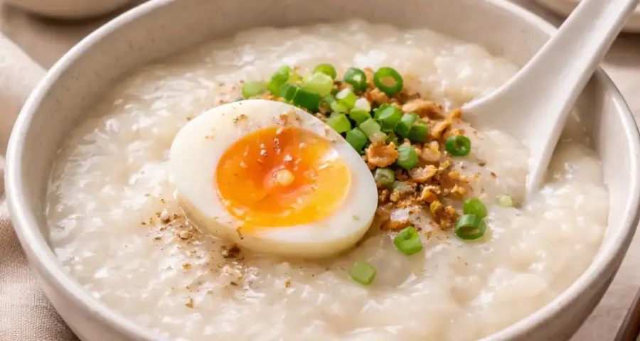 1. Plain Congee with Soft-Boiled Egg