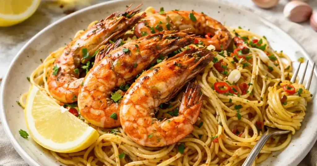 Kooky Plate KL Tiger Prawn Aglio Olio, Kooky Plate KL, tiger prawn aglio olio, simple fresh flavorful pasta recipe