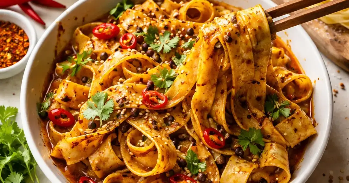 mala-spiced pappardelle, mala pasta recipe, Sichuan pepper pasta