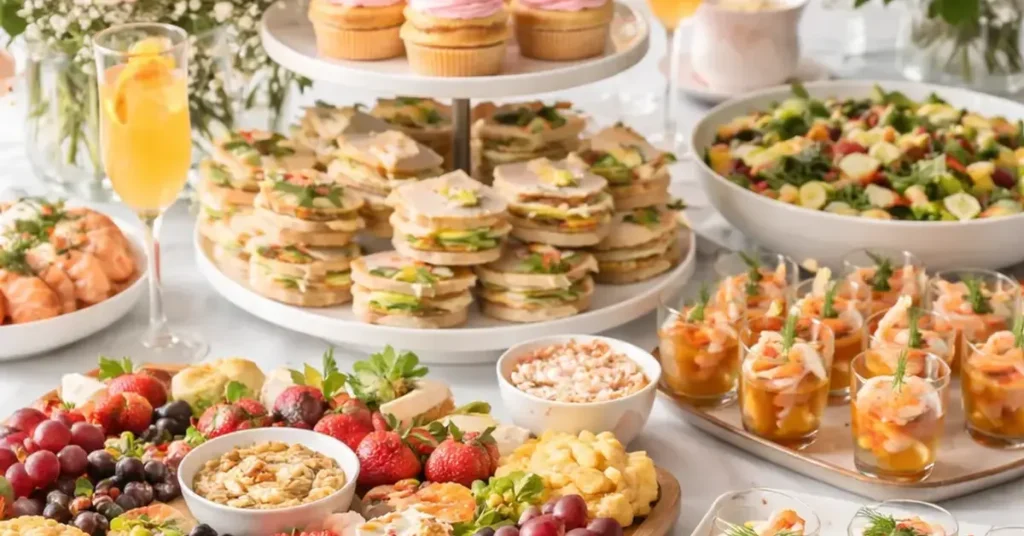 what to order for a bridal shower or baby shower, bridal shower menu ideas, baby shower food, party ordering guide